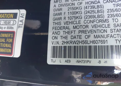 2020 Honda Cr-V Awd Ex из США, поврежденный, VIN 2HKRW2H56LH607691